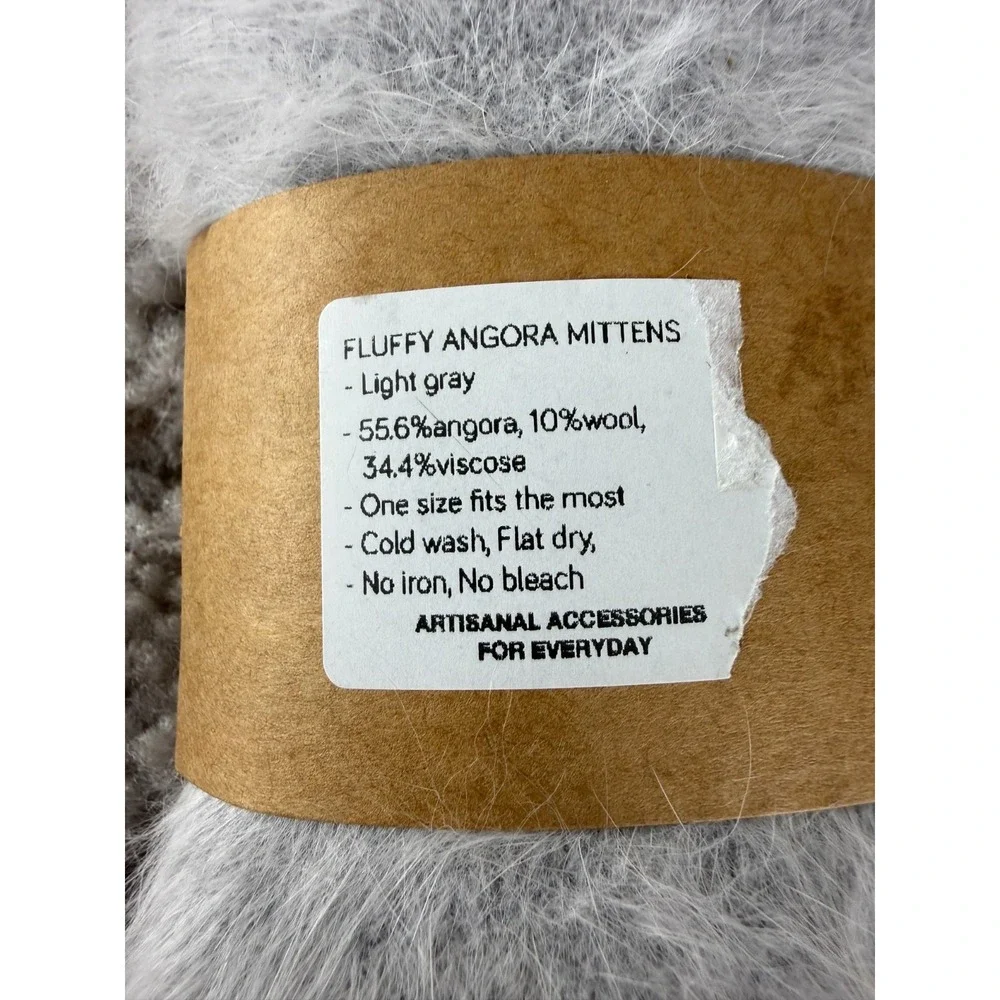 NEW Billy Bamboo One Size Angora Wool Fluffy Mittens Gray Warm